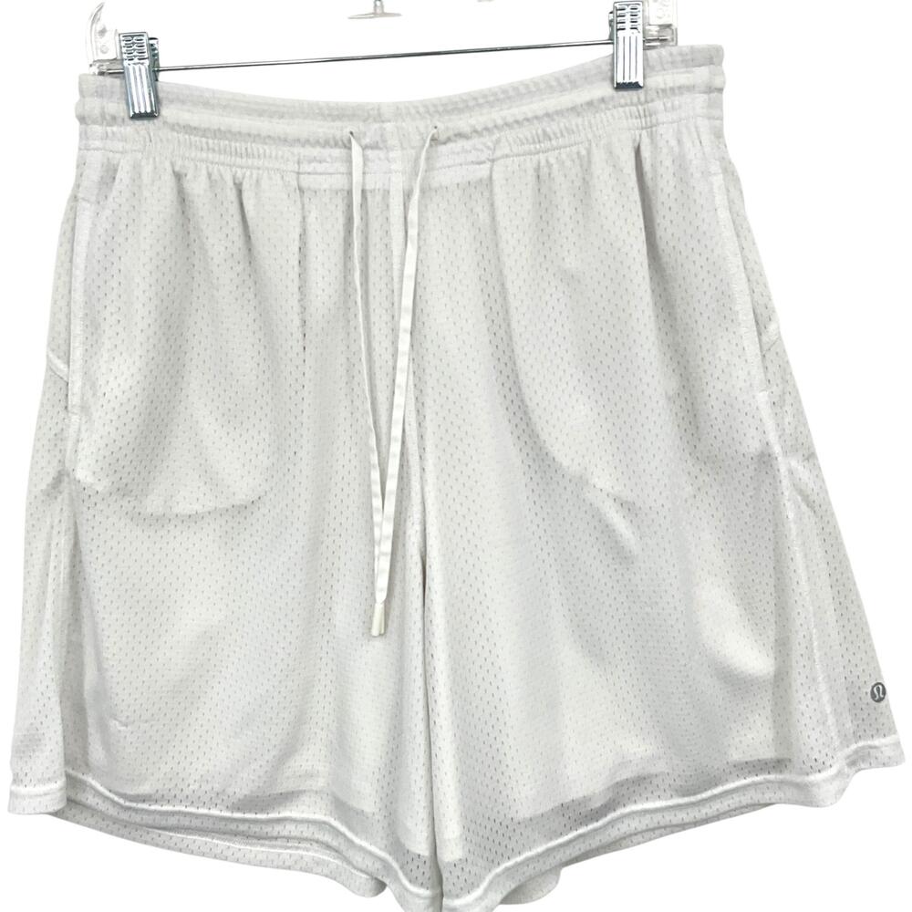 Lululemon Relaxed Fit Mesh Training Short 8" White Womens Size 10 Basketball